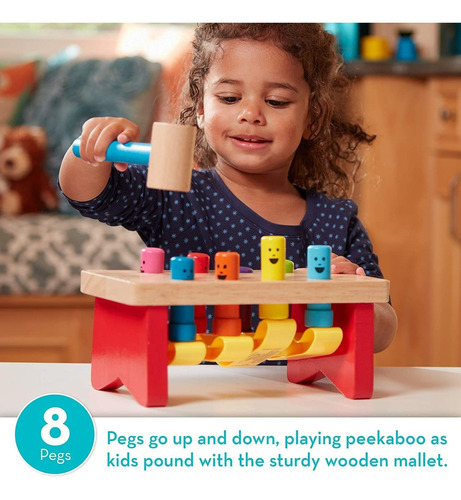 Melissa & Doug, Juguete De Taller De Madera Con Maza, Banca