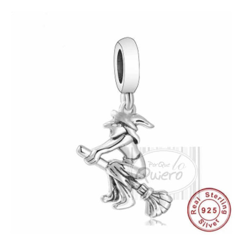 Charm 100% Plata 925 Bruja En Escoba Brujita Para Pandora