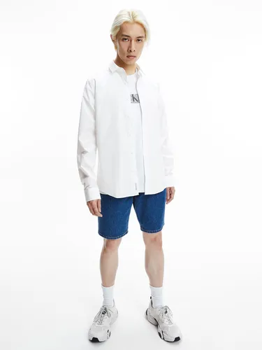 Camisa Ck Chest Logo Slim Stretch Blanco Calvin Klein Hombre
