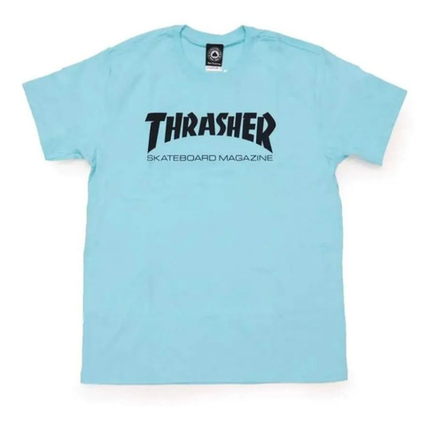 Camiseta Thrasher Mag Logo Azul Claro Original C/ Nf