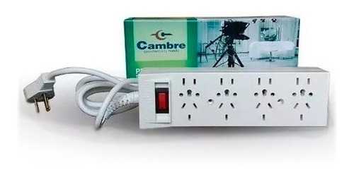 Imagen 2 de 6 de Prolongador Zapatilla 4 Tomas Universal Cable 3metros Cambre