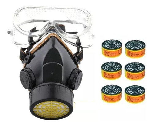 Mascara Fumigacion Polvos Gas Filtro Antiparra + 6 Repuestos