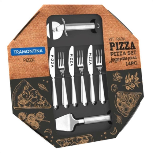 Jogo De Talheres Tramontina Aço Inox P/ Pizza Laguna 14 Pçs