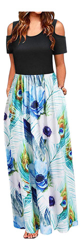 Vestido De Verano F Con Hombros Descubiertos Y Estampado Flo