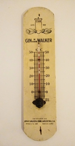 Antiguo Termómetro Publicidad Gin Hiram Walker Argentino 