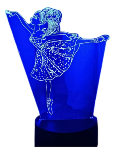 Lámpara Led Ilusión 3d Bailarina De Ballet  De 7 Colores