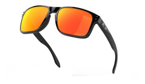 Anteojos de sol polarizados Oakley Holbrook Standard con marco de o matter color polished black, lente ruby de plutonite prizm, varilla polished black de o matter - OO9102