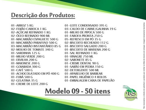 Imagem 2 de 3 de Cesta Básica De Alimentos + Higiene + Limpeza (50 Itens)