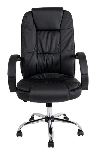 Cadeira de escritório Travel Max Presidente Johnson ergonômica  preta com estofado de couro sintético