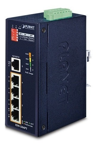 Planet Isw-504pt 5-port 10/100mbps With 4-port Poe Industria