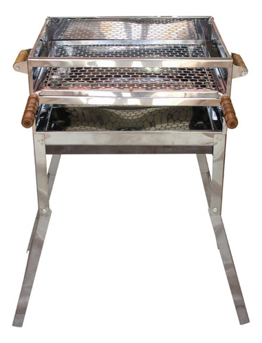 Churrasqueira Inox 30cm X 60cm Pés Retráteis