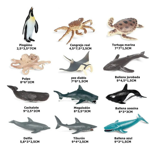 Set De Minipeces Con Animales Marinos Simulados