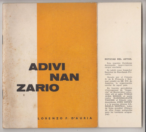 1964 Florida Lorenzo D'auria Adivinanzario Infantil Escaso 
