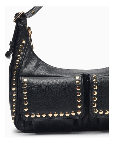 Cartera Cartera Gala Hush Puppies De Mujer Acabado De Los Herrajes Metálico Color Negro Correa De Hombro Negro Diseño De La Tela Lisa