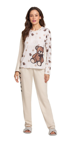 Pijama Recco Feminino De Inverno Em Moletinho Est Urso 15769