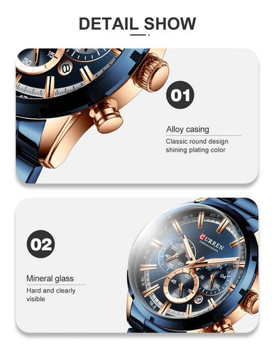 Imagen 8 de 10 de Reloj Curren Hombre Pulsera Metal Con Cronógrafo Lujo 8355