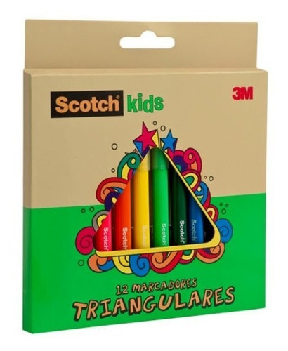 Marcadores Triangulares Scotch Kids 12 Colores 3m Coversa