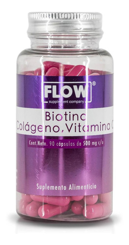 Biotina Colágeno Vitamina C 90 Cápsulas Flow