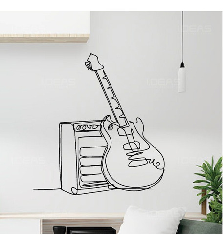 Vinilo Decorativo Guitarra Bafle Sticker De Pared 