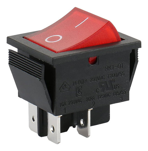 Baomain Red Light Dpst On / Off Snap In Boat Rocker Switch 4