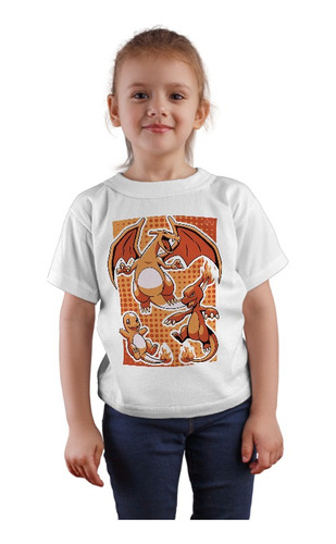 Playera Infantil Charmander Charizard Evolución Anime Mang 1