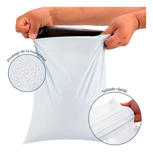 500 Bolsas Sobres Paqueteria Ecommerce 38 X 46 Cm Color Blanco