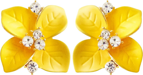 Navachi 18k Chapado En Oro Colorido Cristal Amarillo Esmalte