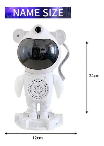 Luminária Projetor Imagem Espacial Astronauta Som Bluetooth Branco Branco