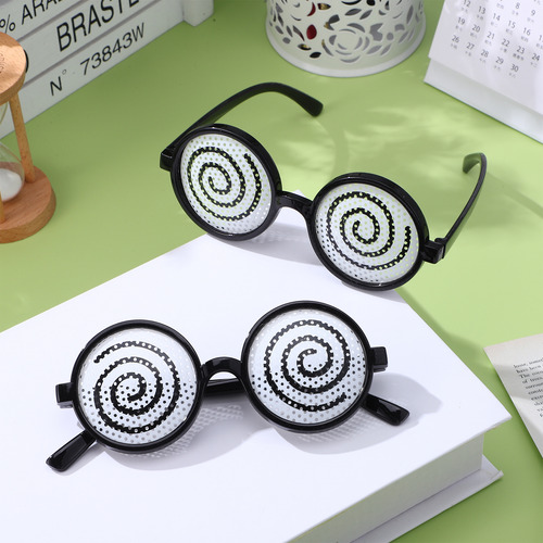 Glasses Round Frame Funny Dizzy Props 4 Pcs