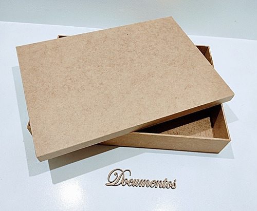 Imagem 2 de 6 de Kit 5 Caixas Documentos Retangular 34x24x5,5 Mdf + Brinde