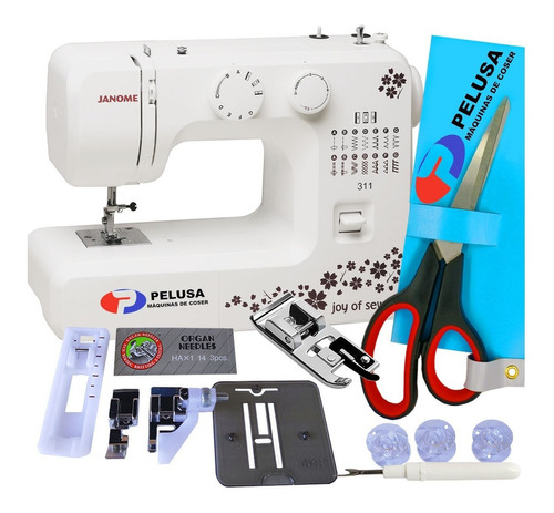 Janome 311 + Tijera Y Falso Overlock De !! Gtia. 1 Año Color Blanco