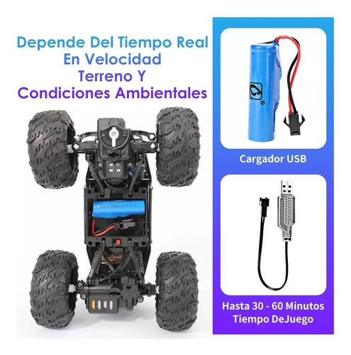 Auto Carro A Control Remoto Recargable 4x4 Con Led 18km/h