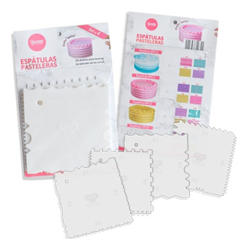 Set X 4 Espátulas Pasteleras Parpen 16 Diseños