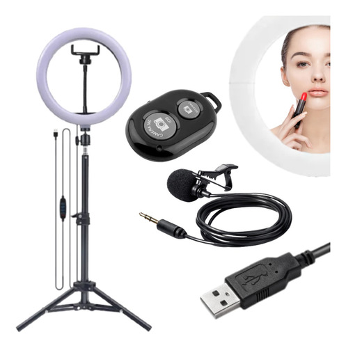 Kit Youtuber Tripé Para Celular Microfone Lapela + Bluetooth