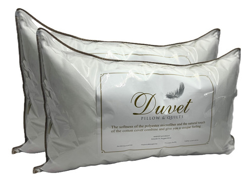 Almohadas Duvet 70x50 (pack X 2) Blend De Microfibras Silic Color Blanco