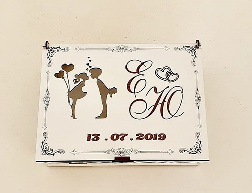 Imagem 2 de 4 de Caixa Convite De Casamento Branca Mdf - 10 Caixas