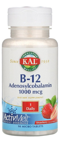 Kal | B-12 Adenosylcobalamin I 1000 Mcg I 90 Micro Tablets 