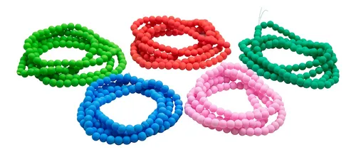 Tiras Cuentas De Ceramica Redonda Fluor 6mm Mix Color 5tiras