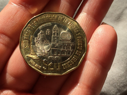 Moneda $ 20 Hexagonal Conmemorativa 500 Años Puerto Veracruz