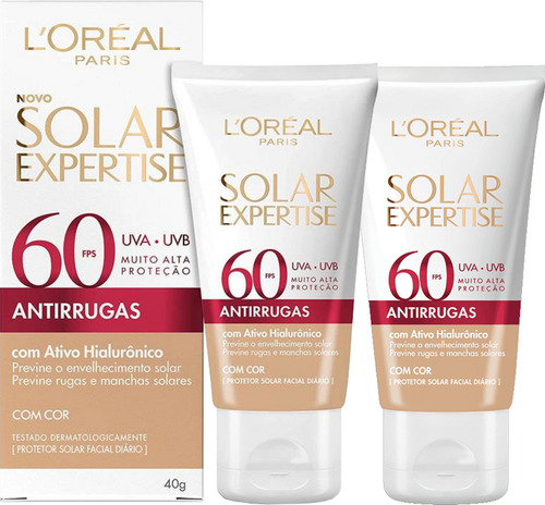 Kit 2 Protetor Loréal Expertise Antirrugas Com Cor Fps 60