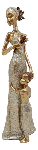 Africana Com Criança Escultura 32cm