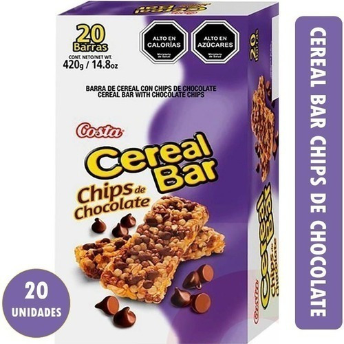 Barra De Cereal Chips Chocolate Cereal Bar Caja 20 Unidades