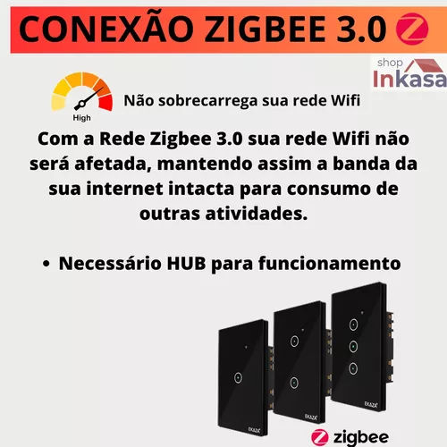 Interruptor Zigbee Inteligente 3 Botões Smart Touch Alexa