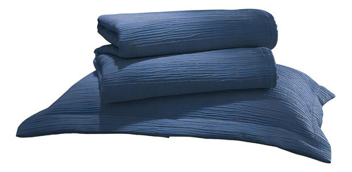 Colcha Dohler Londres Solteiro 2 Peças 1,60 X2,50 M Anarruga Cor Azul-escuro