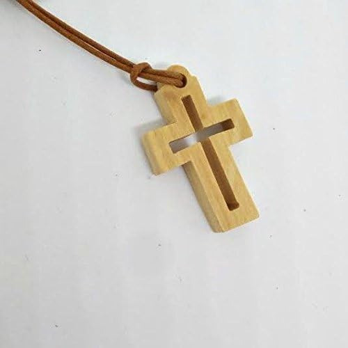 Colgante De Cruz Cristiana Con Corte Cuadrado De Madera De