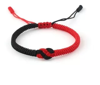 Pulsera Tibetana Con Nudo Budista Infinito Rojo Y Negro