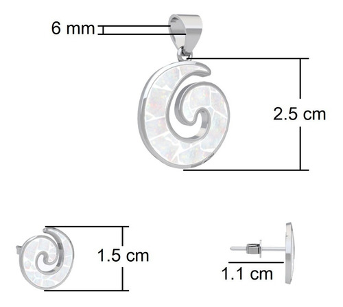 Imagen 3 de 10 de Juego Plata 925 Dije Y Aretes Opalo Set Mujer Agálea Joyería