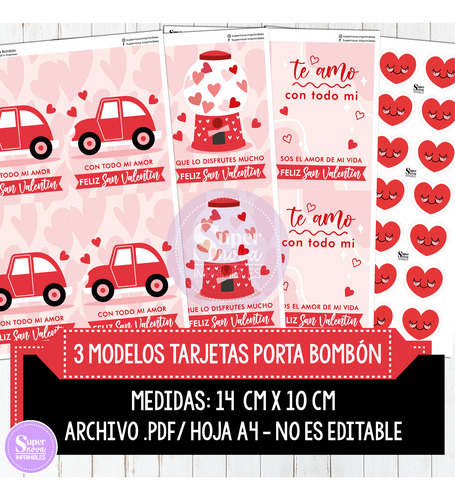 Kit Imprimible Tarjeta Bombón P Golosinas San Valentín Amor