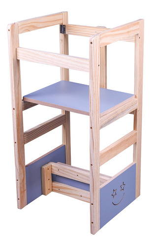 Torre Montessoriana De Aprendizagem Brinquedo Montessori Top Cor Madeira / Azul