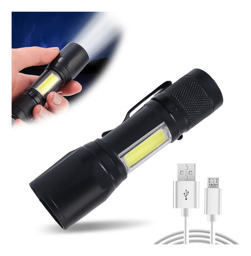 Linterna Cob Light Portátil Con Zoom Led.